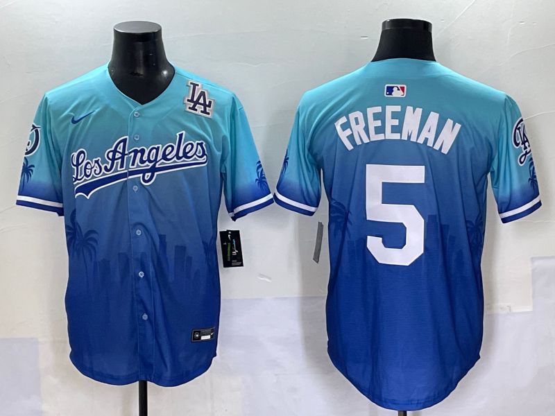 Men 2025 Los Angeles Dodgers 5 Freeman Blue Nike MLB Jersey Daoqite style 7